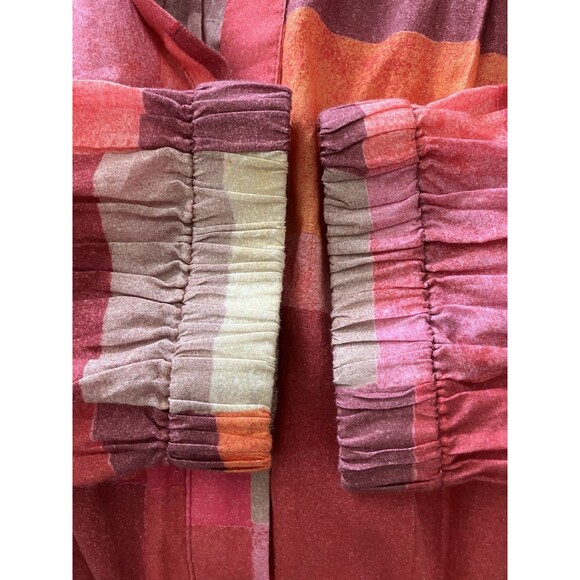 Nic + Zoe Sunset Plaid Cotton Girlfriend Shirt Colorful Medium - Picture 7 of 8